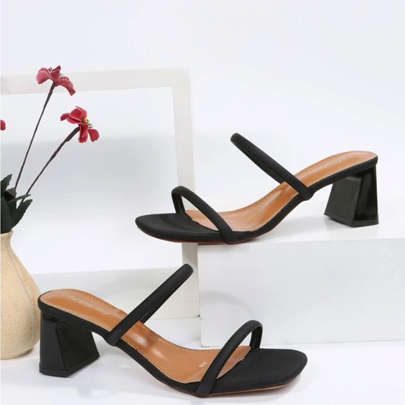 Women Minimalist Chunky Heeled Mule Sandals, Fashion Summer Heeled - Picture 3 of 3